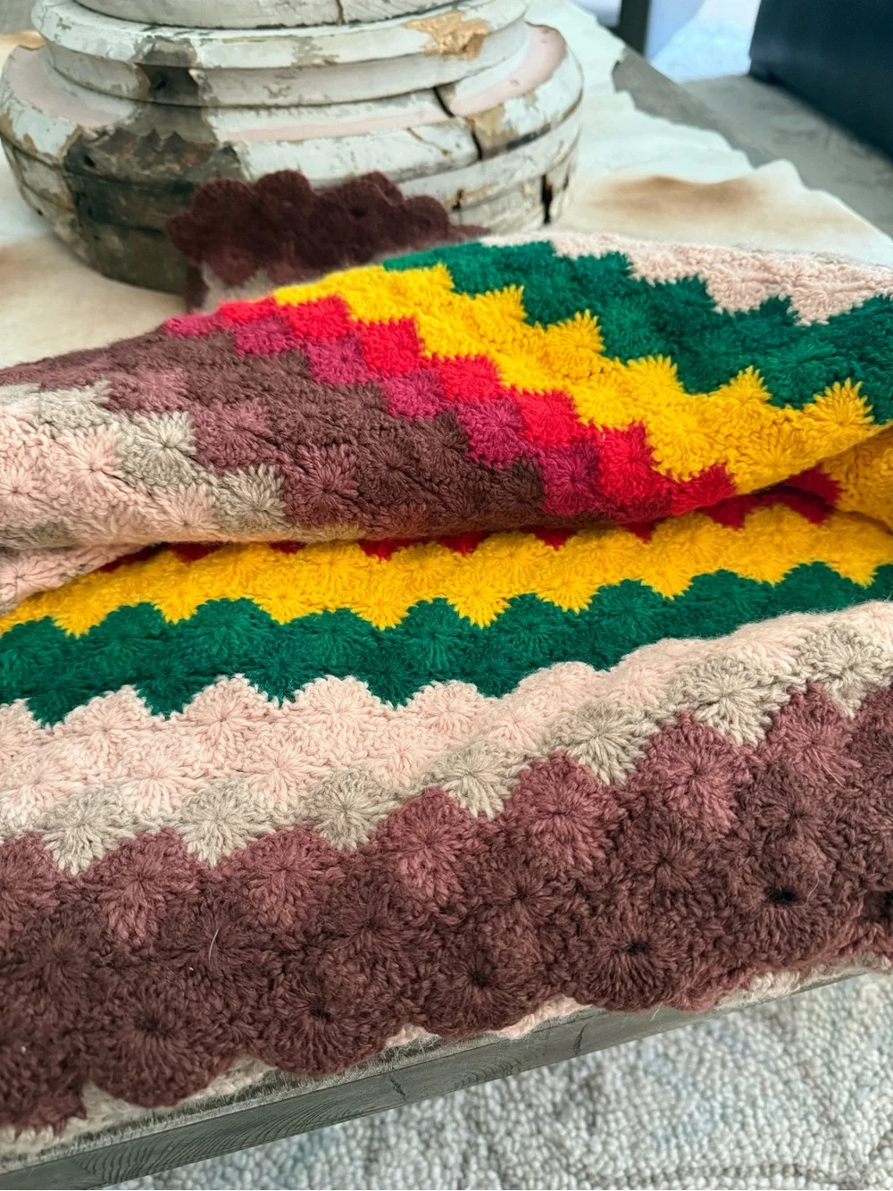 Handcrafted Multicolor Crochet Throw Blanket - Cozy Home Accent